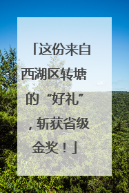 这份来自西湖区转塘的“好礼”，斩获省级金奖！
