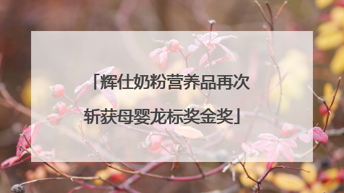 辉仕奶粉营养品再次斩获母婴龙标奖金奖