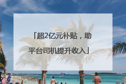 超2亿元补贴，助平台司机提升收入