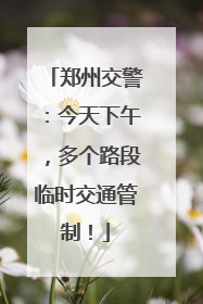 郑州交警：今天下午，多个路段临时交通管制！