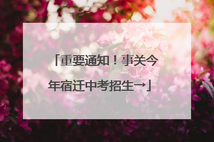 重要通知！事关今年宿迁中考招生→