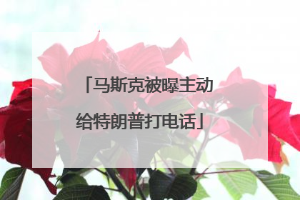 马斯克被曝主动给特朗普打电话