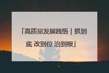 高质量发展践悟｜抓到底 改到位 治到根