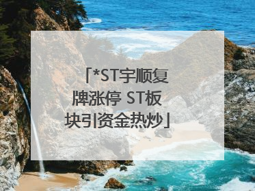 *ST宇顺复牌涨停 ST板块引资金热炒